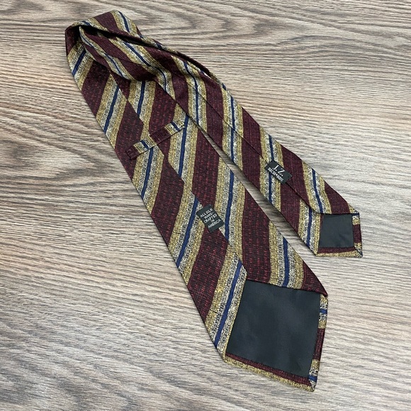 J.Z. Richards Maroon w/ Gold & Blue Stripe Tie - Picture 2 of 4